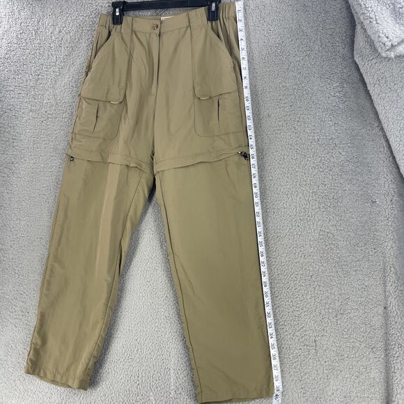 LL Bean Pants Convertible Zip Off Shorts Womens M Tan Nylon Hiking Outdoor Cargo - Picture 2 of 12